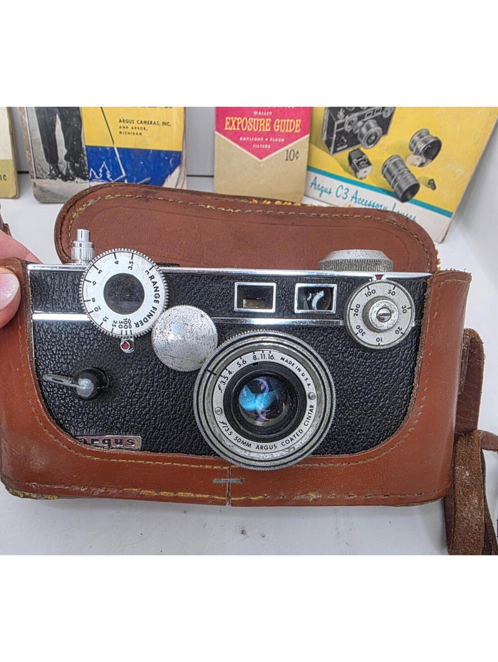Vintage Argus C3 35mm Rangefinder Camera "The Brick" With Accessories Untested